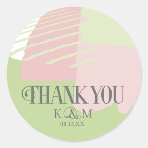 Colour Block Wedding Thank You Spring ID740 Classic Round Sticker