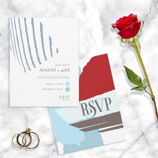 Colour Block Wedding Winter ID740 RSVP Card (Creator Uploaded)