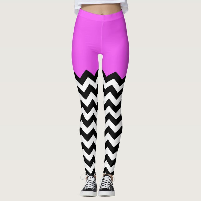 Colour Blocking Chevron Pattern Leggings (Front)