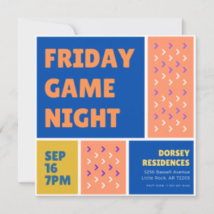Colour Blocks Game Night Invitation