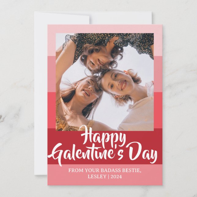 Colour Blocks Heart Happy Galentines day bestie Holiday Card (Front)