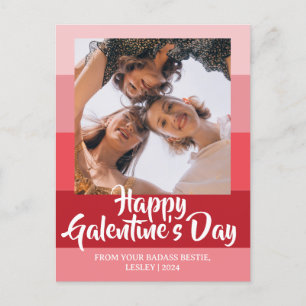 Colour Blocks Heart Happy Galentines day bestie Holiday Postcard