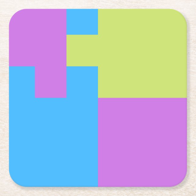 Colour blocks Pastelrino Square Paper Coaster (Front)