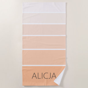 Colour Blocks Peach Fuzz Elegant Name Beach Towel