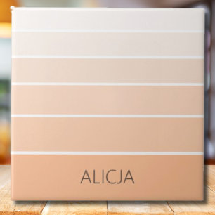 Colour Blocks Peach Fuzz Elegant Name Ceramic Tile