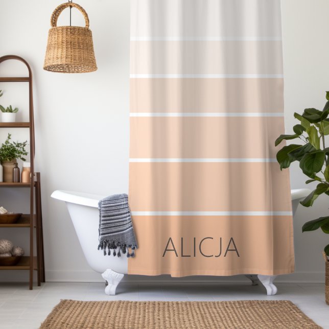 Colour Blocks Peach Fuzz | Elegant Name Shower Curtain (Creator Uploaded)