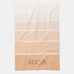 Colour Blocks Peach Fuzz Elegant Name Tea Towel