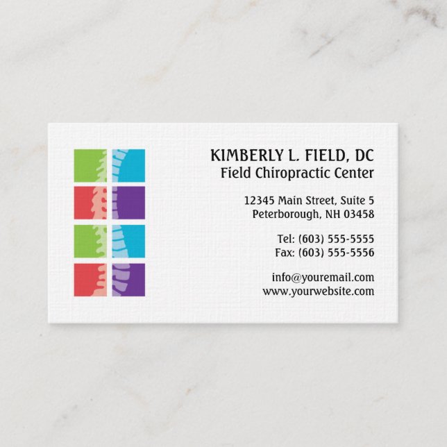 Colour Blocks Spine Chiropractic Business Cards (Front)