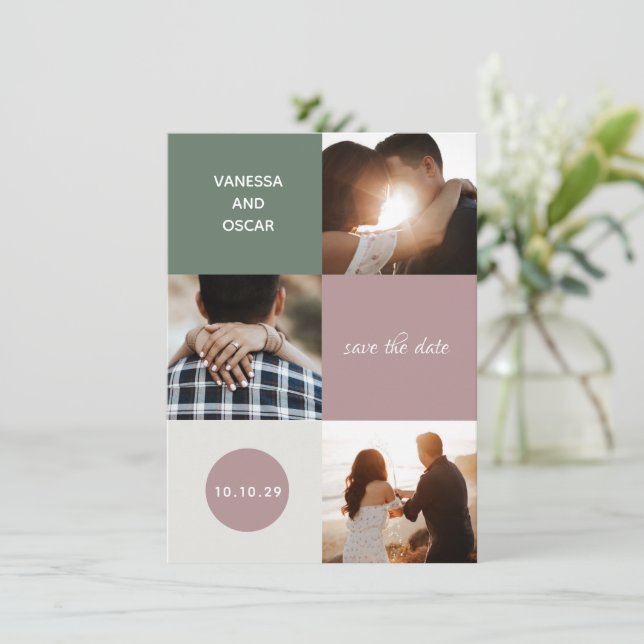 Colour Blocks Wedding Save The Date (Standing Front)