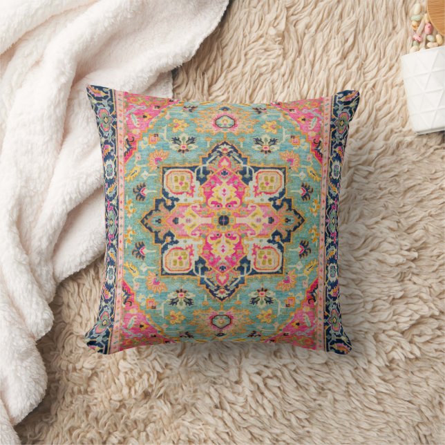 Colour Bloom – Vibrant Boho Oriental Moroccan Styl Cushion (Blanket)