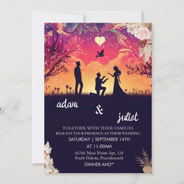 colour boho rustic modern elegant Twilight Wedding Invitation (Front)