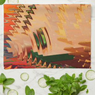 Colour break with zig zag or wave effect kitchen t tea towel
