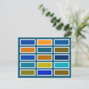 Colour Bricks (blue/mustard) Postcard