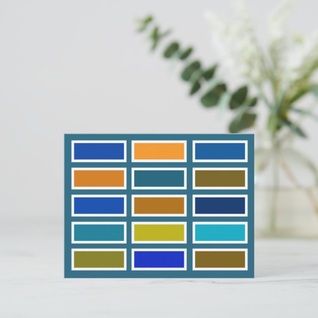 Colour Bricks (blue/mustard) Postcard (Standing Front)