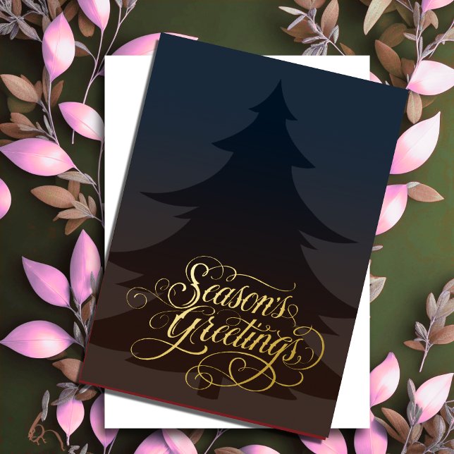 Colour & Brown Season's Greetings Christmas Tree Foil Holiday Card (Creator Uploaded)