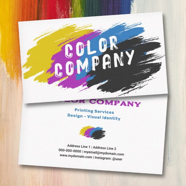 Colour Brush Splash - Printing Services Business Card (Color Brush Splash - Printing Services Business Card)