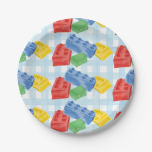 Colour Building Bricks Party Paper Plates