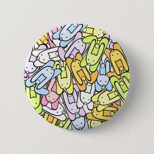 colour bunnies 6 cm round badge