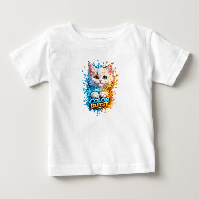 Colour Burst Cat – Cute Toddler Graphic Tee (Front)