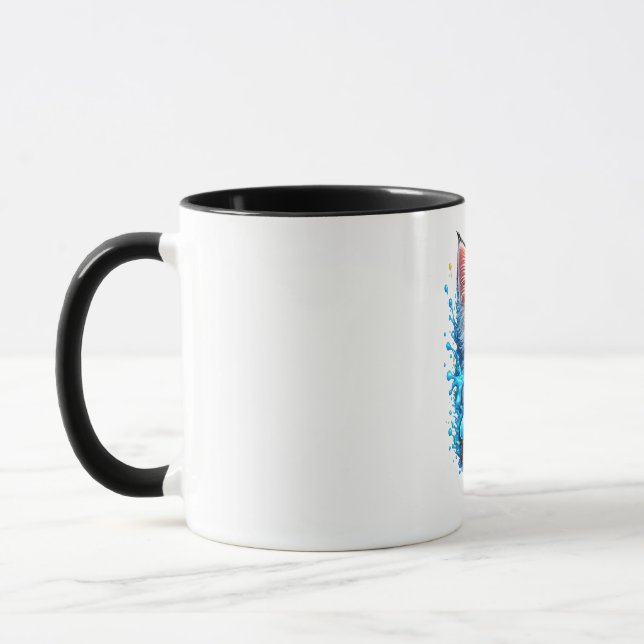 Colour Burst Cat – Vivid Paint Splash Graphic Mug (Left)