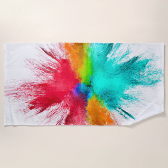 Colour Burst Centerpiece Art Beach Towel (Front)