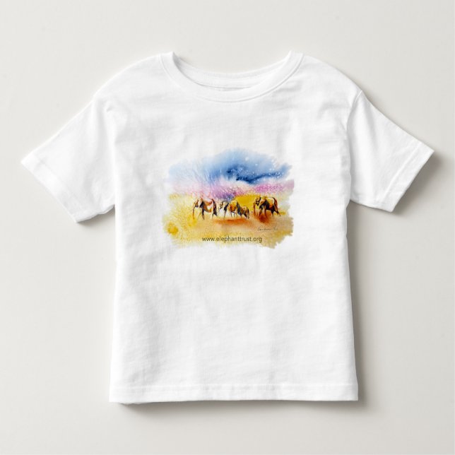 Colour burst elephant herd design toddler T-Shirt (Front)