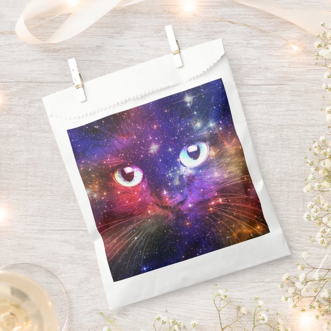 Colour Burst Galaxy Cat  Favour Bag (Clipped)