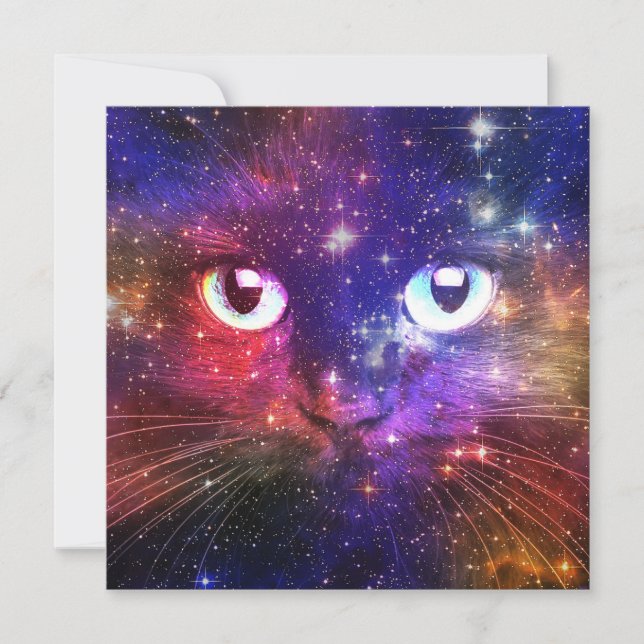 Colour Burst Galaxy Cat  Invitation (Front)