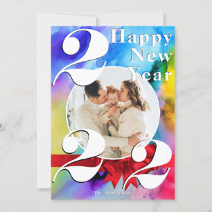 Colour Burst Happy New Year Custom 2022 Photo Card