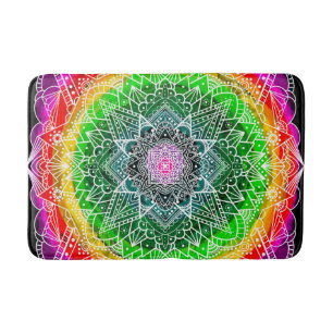 Colour Burst Rainbow Prism Mandala Bath Mat