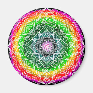 Colour burst Rainbow Prism Mandala Magnet