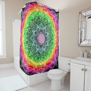 Colour Burst Rainbow Prism Mandala Shower Curtain