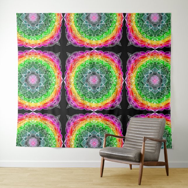 Colour Burst Rainbow Prism Mandala Tapestry (In Situ (Horizontal))