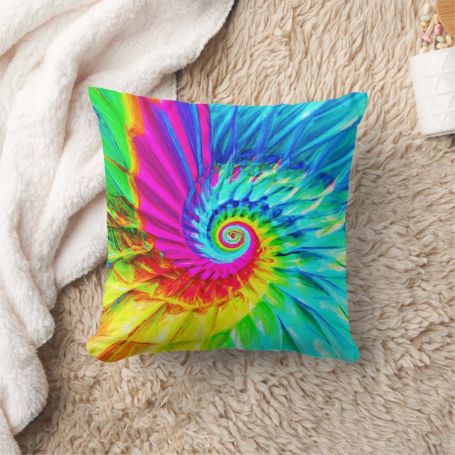 Colour Burst Spiral Pattern Art Cushion (Blanket)