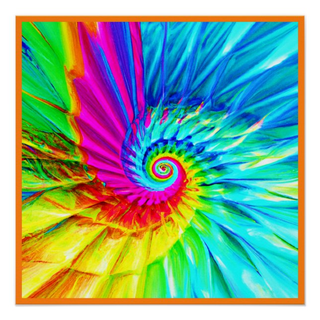 Colour Burst Spiral Pattern Art Poster (Front)