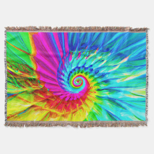 Colour Burst Spiral Pattern Art Throw Blanket