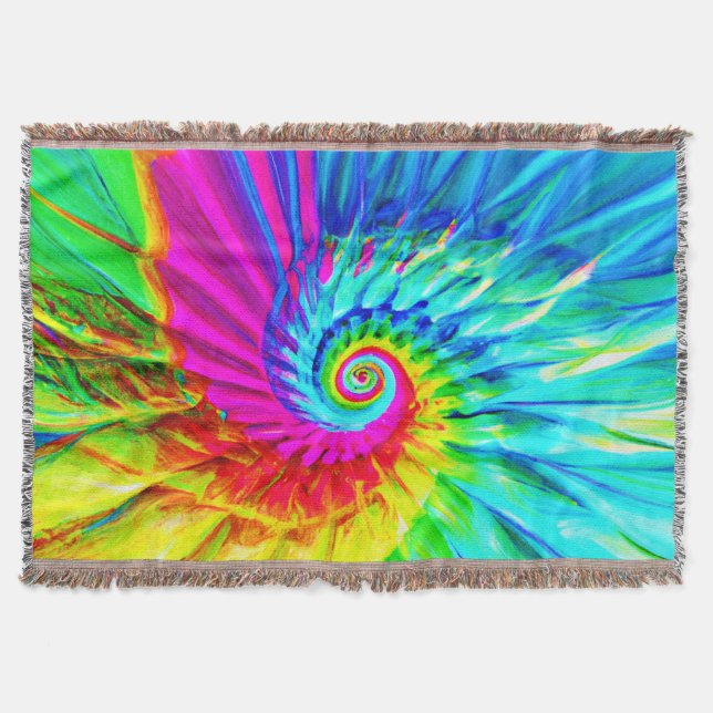 Colour Burst Spiral Pattern Art Throw Blanket (Front)