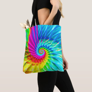 Colour Burst Spiral Pattern Art Tote Bag