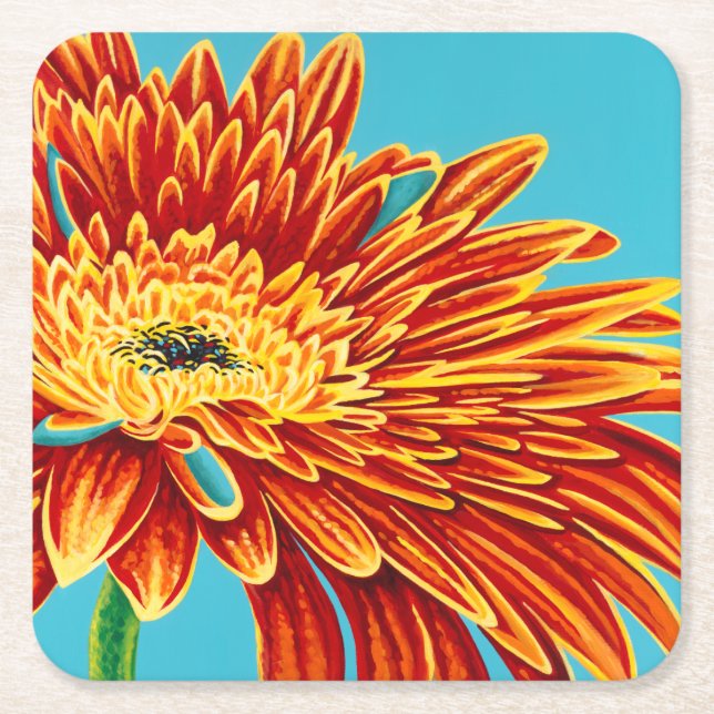 Colour Bursts I Square Paper Coaster (Front)