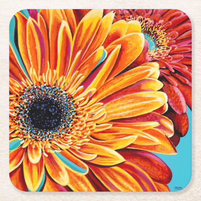 Colour Bursts II Square Paper Coaster (Front)
