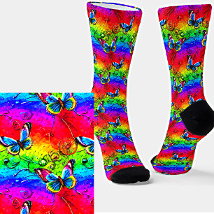 Colour Butterflies on Rainbow Socks