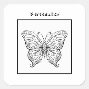 Colour Butterfly Personalised  Square Sticker