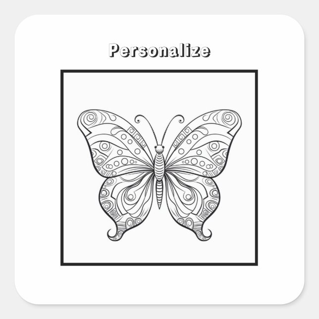 Colour Butterfly Personalised  Square Sticker (Front)