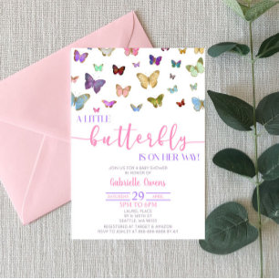 Colour Butterfly Themed Girl Baby Shower Invitation