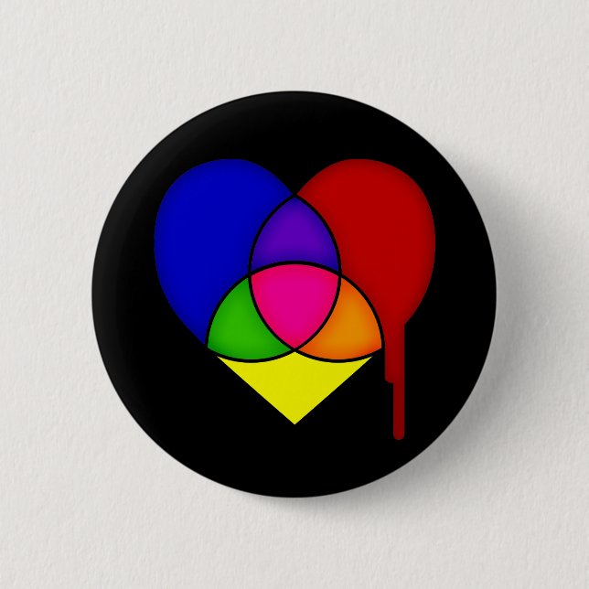 colour chart heart 6 cm round badge (Front)
