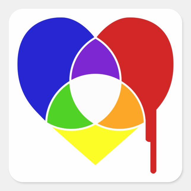 colour chart heart square sticker (Front)