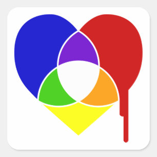 colour chart heart square sticker