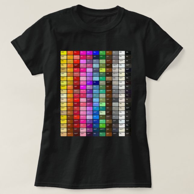 Colour Chart Hex Codes T-Shirt (Design Front)