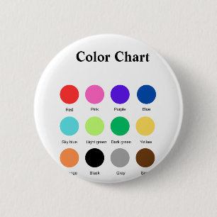 Colour chart school teacher kids chart editable 6 cm round badge