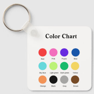 Colour chart school teacher kids chart editable key ring
